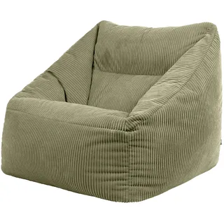 I.C.O.N. Icon Natalia Sitzsack Sessel für Erwachsene, Salbeigrün, Flauschiger Cord Stoff, Riesen Sitzsack Samt mit Füllung, Bean Bag Chair, Bequemer Sessel Wohnzimmer, Lounge, Schlafzimmer, Büro