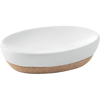 Gedy G-Canberra Seifenschale, Maße und Gewicht: 3 x 13 x 9,5 cm & 0,184 kg, Seifenschale aus Keramik und Kork mit weißer Oberfläche, Design R & S, 2 Jahre Garantie, einzigartig