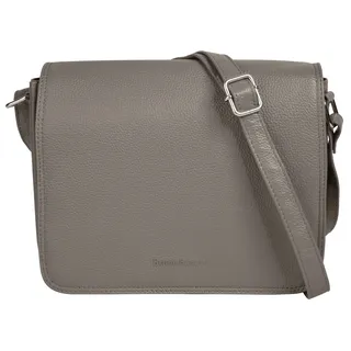 Umhängetasche BRUNO BANANI, Damen, Gr. B/H/T: 24cm x 19cm x 7cm onesize, grau, Leder, leicht glänzend, unifarben, Taschen Umhängetasche, echt Leder