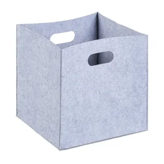 Relaxdays Filzkorb Aufbewahrungskorb faltbar 31 x 31 x 2 cm grau