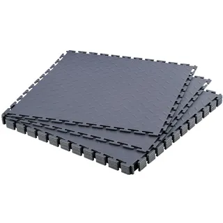 Vevor PVC Garagenboden, 8er-Pack 513x513x5 mm, Werkstattboden, Industrieboden, Klick Verlegung, rutschfeste PVC-Matten mit Diamantplatte für Werkstatt, Lager, Werkzeugraum, Graphitgrau