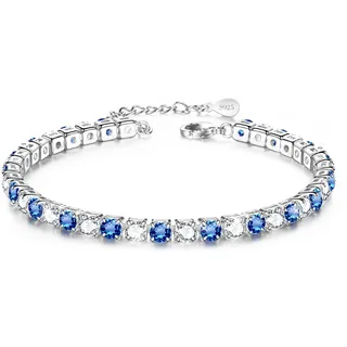 Fußkettchen,Tennis Fussketten für Frauen,Damen fußkette,Silber Fußkette Damen,Fussketten für Frauen Silber 925 Stabil,Blau Weiß Zirkon Fußkette Damen Silber 925,Armband,Geschenk für Frauen,8.5in+2in