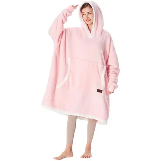 Catalonia Classy Übergroße Sherpa Hoodie Decke, Warme Kuschelige Decke mit Ärmeln und Kapuze, Oversized Kapuzenpulli Decke, Tragbare Decke als Geschenk für Familie und Freunde