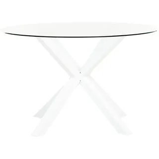 Beliani Maletto Gartentisch Ø 120 x 75 cm Weiß/Transparent