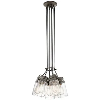 Elstead Lighting Hängeleuchte , Bronzefarben , Metall, Glas , 25.3 cm , Grüner Punkt, RoHS , Lampen & Leuchten, Leuchtenserien