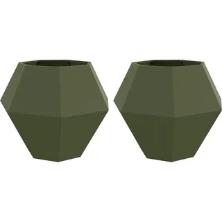 Pflanzkübel 2 pcs Olive Grün 100 x 100 x 80 cm Stahl - Grün