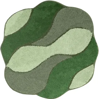 Grund Bidet-Vorleger , Grün , Textil , Wellen , rund , Oeko-Tex® Standard 100, Made in Europe , rutschfest , Heimtextilien, Badtextilien, Badematten