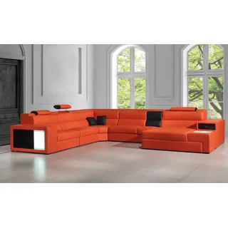 Ecksofa U Form Ledersofa Neu Wohnlandschaft JVmoebel - Orange