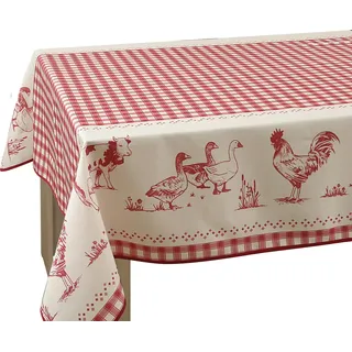 Le linge de Jules Tischdecke, schmutzabweisend, fest, fest, rot, quadratisch, 150 x 150 cm