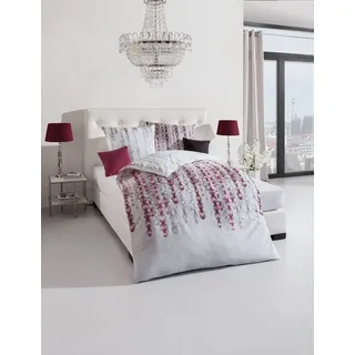 Kaeppel Mako Satin Bettwäsche Perlen Burgund Taube Pearls 155x220 cm Burgund - bordeaux