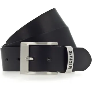 Ledergürtel MUSTANG, Herren, Gr. 130, schwarz, Rindsleder, unifarben, Gürtel Ledergürtel, Überlänge, Vintagecharakter, 4 cm