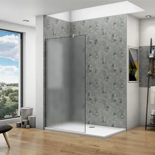 AICA walk in dusche 140X200cm Milchglas Duschwand 10mm NANO ESG-Glas mit 140cm Stabilisator Duschabtrennung Duschtrennwand Duschkabine