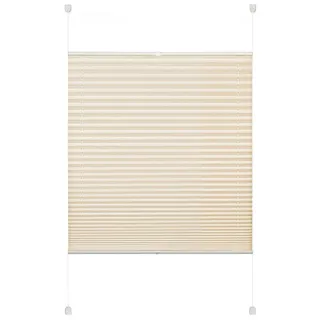 Deco Company Plissee zum Klemmen, Blickdichtes Faltrollo, Alle Montage-Teile inklusive, EASYFIX Plissee verspannt mit Zwei Bedienschienen, Beige, 100 x 130 cm (BxH)