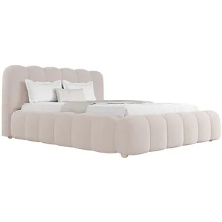 Juskys Polsterbett Catania 140/200 cm Beige Bouclé inkl Matratze , Textil , 140x200 cm , Schlafzimmer, Betten, Polsterbetten