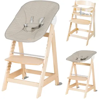 roba Born Up Set 2in1, Greyish gesteppt', Hochstuhl mit Liegefunktion, ab Geburt