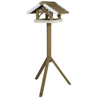 Trixie 55802 natura Futterhaus mit Ständer, 45 × 28 × 44 cm/1,25 m, grau/weiß