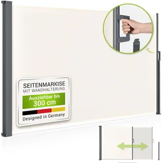 Juskys Seitenmarkise 300 x 180 cm Beige Polyester