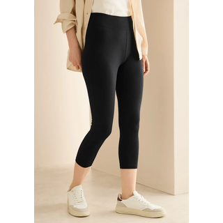 3/4-Leggings CECIL, Damen, Gr. M (40), N-Gr, schwarz, Jersey, Obermaterial: 95% Baumwolle, 5% Elasthan, unifarben, körpernah 3/4-Länge, Hosen 3/4-Leggings, Capri mit Stretch und elastischem Bund