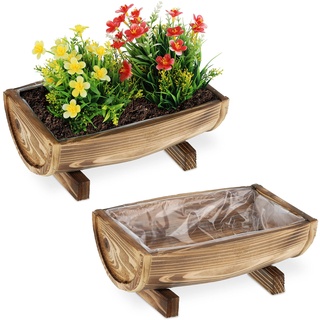 Relaxdays Blumenkasten 2er Set & braun