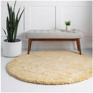 Myflair Möbel & Accessoires Hochflor-Teppich »Temara Shag, LAGERRÄUMUNG!« rund 51 mm Höhe gewebt, Scandi Design, ideal im Wohnzimmer & Schlafzimmer, gelb