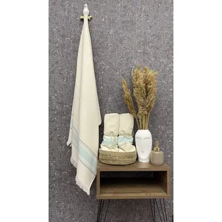 Questo Casa Badetuch, Strandtuch, 16/1 Bambus, Aphrodisien Muster, Jacquardwebung, Schnelltrocknend, 330g/m2, 80x150 cm, 1 Stück, Natürlich, Minze