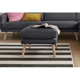 Hocker OTTO HOME "Bille", grau (dunkelgrau), B:58cm H:45cm T:58cm, Struktur (100% Polyester);Struktur fein (100% Polyester);Samtoptik (100% Polyester);Luxus-Microfaser weich (100% Polyester), Hocker, Hocker, mit Eiche-Beinen, Design by Morten Georgsen