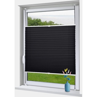 OBdeco Plissee Rollo Klemmfix ohner Bohren lichtdurchlässig Crushed Optik Faltrollo für Fenster und Türen Easyfix Anthrazit 95x130cm