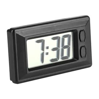 Luqeeg Kleine Digitaluhr, Digitale LCD-Tischuhr mit Datums-, Uhrzeit- und Kalenderanzeige, Batteriebetriebene Elektronische Tischuhr mit Klebepad für Zuhause, Auto-Armaturenbrett und Büro
