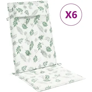 Hochlehner-Auflagen 6 Stk. Blattmuster Oxford-Gewebe - Grün, Bunt