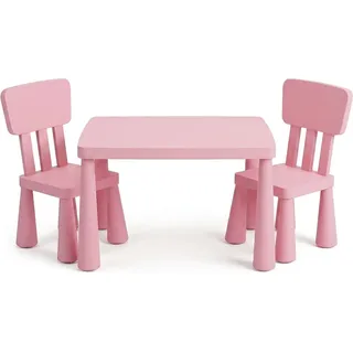 Relaxdays Kindersitzgruppe Polypropylen Pink 3-teilig mit Tisch und 2 Stühlen