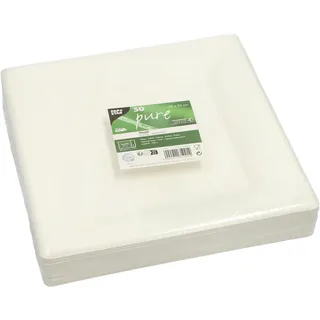 Papstar Teller Zuckerrohr eckig 26 cm x 26 cm 50 St. Weiß