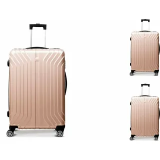3-tlg "vertical line" ABS Hartschalenkofferset Trolley Zahlenschloss Koffer 360 Grad Rollensystem Hartschale Reisekoffer mit 4 Doppelräder Rosegold - Gold