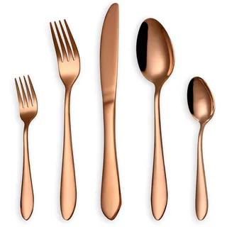 HOMQUEN 30 Stück Rose Gold Besteck Set, 18/0 Edelstahl Besteck Set, Service für 6 Personen, Esszimmer Besteck
