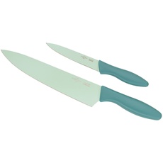 Küchenprofi Messer-Set 2-teilig COLOURS Petrol | Kochmesser, Gemüsemesser | Antihaftbeschichtete Edelstahlklinge | Ergonomischer Kunststoffgriff