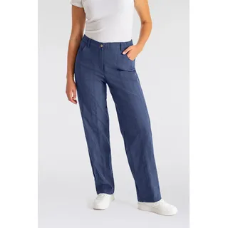 Stretch-Hose KJBRAND "Babsie", Damen, Gr. 42, N-Gr, blau (mittelblau gestreift), Web, Obermaterial: 47% Baumwolle, 45% Polyester, 6% Viskose, 2% Elasthan, regular fit lang, Hosen Stretch-Hose, mit Taschen
