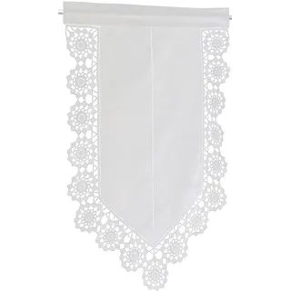 HOSSNER - ART OF HOME DECO Scheibengardine »Dufour« Stangendurchzug 1 Stk. tlg. handgehäkelte Spitze, weiß, Baumwolle, weiß