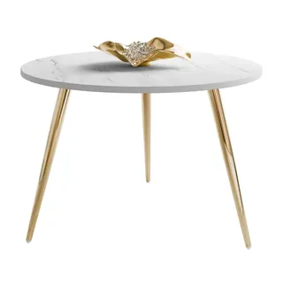 lookway Couchtisch Soleil II aus Weiß Marmor auf goldenen Beinen
