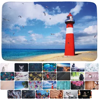 Sanilo Badaccessoire-Set »Leuchtturm« bestehend aus WC-Sitz, Badteppich und Waschbeckenstöpsel, blau