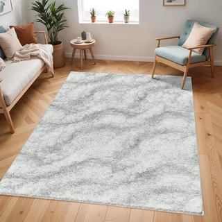 Livabliss Dili Shaggy Berber - Flauschiger groß für Wohnzimmer, Esszimmer, Schlafzimmer, Langflor Hochflor e flauschig - 160x213 cm, Wohnzimmer in Creme und Dunkelgrau