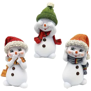 Dekohelden24 Schneekinder 3er Set Orange/Grün/Rot