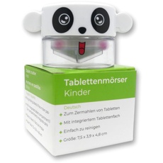 LisaCare Tabletten Mörser - 5 x 4cm Medikamenten Mörser für Kinder - Mörser für Tabletten mit Pillendose im Deckel für Zuhause & unterwegs (Panda-Motiv)