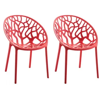 CLP Gartenstuhl 2er Set Kunststoff rot , Rot , 59x80x60 cm , Gartenmöbel, Gartensessel, Gartenstühle