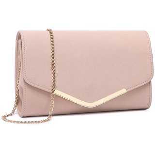 Miss Lulu Damen Umschlag Clutch Elegant Abendtasche Brauttasche Umschlag Clutch Tasche Handtasche mit Kette für Hochzeit Party Prom (Rosa)