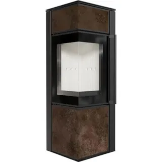 TORA/S 8 kW Ø 150 mit Türfeder Quarzsinter Braun / Brennraum Weiß