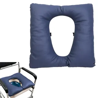 BUERPINKING Anti-Dekubitus-Patienten-Kissen mit Loch, PU Duschstuhl Sitzkissen Druckentlastungskissen, Toilettenstuhl-Kissen für Rollstühle, Steibbe, Bettpflege (Königsblau)