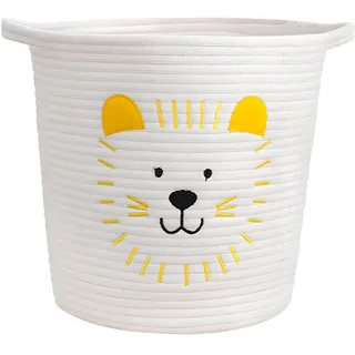 Dokeno Aufbewahrungskorb aus Baumwollseil mit Griffen und Löwenmuster, praktische spielzeug aufbewahrung und wäschekorb kinderzimmer für Regale Badezimmer Bad Wickeltisch Organizer