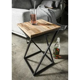 Faktorei Help Me Beistelltisch 32x32x52 cm Vintage Weiß/Metall Schwarz