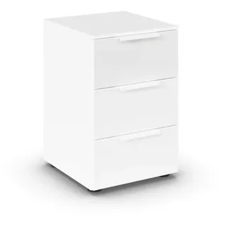 Rauch Möbel Flipp, Kommode für Schlafzimmer, Kinderzimmer, Wohnzimmer, Jugendzimmer, Flur, Garderobe, 3 Schubladen, mit Softclose-Funktion, Farbe Glas Weiß, Breite 40 cm