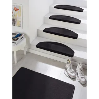 HANSE HOME Stufenmatten Fancy – Treppen-Teppich Treppenmatten Selbstklebend Stufenteppich Treppenstufen Schwarz, ca. 23x65cm 15 Stück