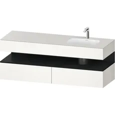 Duravit Qatego Einbauwaschtisch mit Konsolenwaschtischunterbau, 1600x550x600mm, Nische Eiche Schwarz, Becken rechts, QA4796016, Farbe: Weiß Supermatt/mit Nischenbeleuchtung